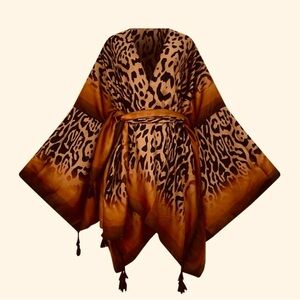 Leopard Print Kimono with Belt